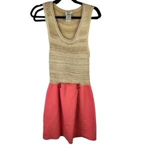 Chloe Silk Dress Tank Tan & Coral Tigerlilie sz M